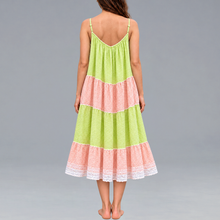 Load image into Gallery viewer, Tiered Peach And Green Dress
