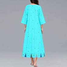 Load image into Gallery viewer, V Neck Sea Green Inverted Pleat Dress
