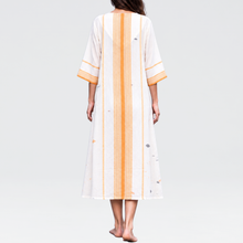 Load image into Gallery viewer, Pintuck V Neck With Button Offwhite Dress
