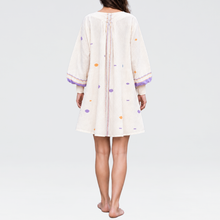 Load image into Gallery viewer, Tie Top Offwhite with Purple Ties
