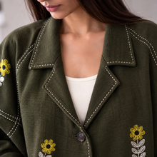 Load image into Gallery viewer, Olive Coat Colar shirt
