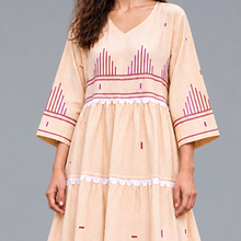 Load image into Gallery viewer, Scalloped Tiered Peach Dress
