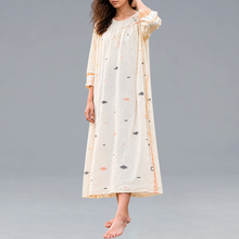 Load image into Gallery viewer, Peasant Long Dress Offwhite Ocre

