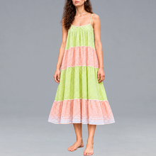 Load image into Gallery viewer, Tiered Peach And Green Dress

