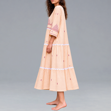 Load image into Gallery viewer, Scalloped Tiered Peach Dress
