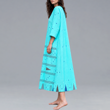 Load image into Gallery viewer, V Neck Sea Green Inverted Pleat Dress
