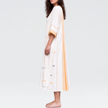 Load image into Gallery viewer, Pintuck V Neck With Button Offwhite Dress
